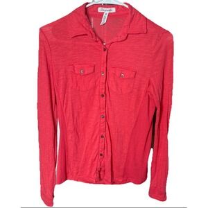 Aeropostale Coral Button Down Long Sleeve Top XS Casual Fitted Shirt‎
